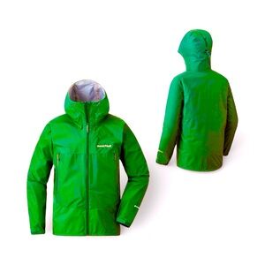 Montbell Mont Bell Green Rain Jacket Coat Hooded Sz S GORETEX Waterproof